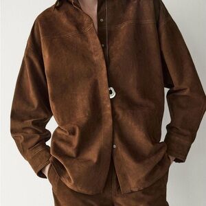 Massimo Dutti Classic Brown Suede Jacket
